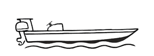 Technical poling skiff illustration